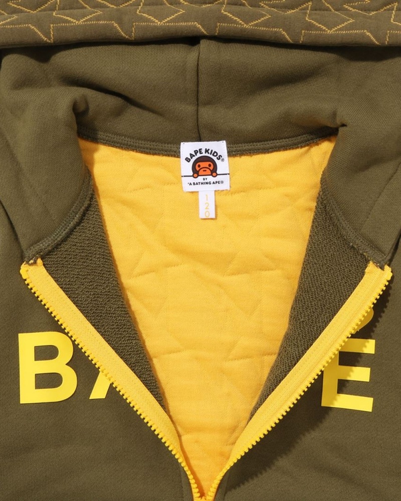 Hauts Bape STA Quilting Zip Hoodie Vert Enfant | WAQ-93789887